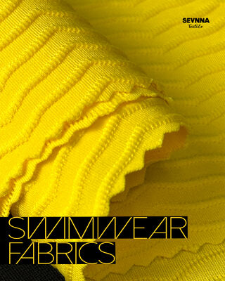 قماش سباحة فاخر الملمس مع 85% بوليستر معاد تدويره + 15% سباندكس، عرض 125 سم، ومتانة عالية لملابس السباحة