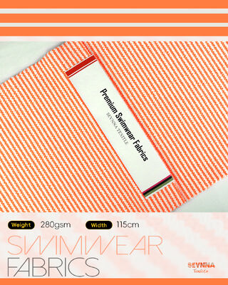 نسيج سباحة فاخر محكم الملمس مع 95% بوليستر معاد تدويره + 5% سباندكس، وزن 280 جرامًا للمتر المربع، وقابلية عالية للتهوية لملابس السباحة