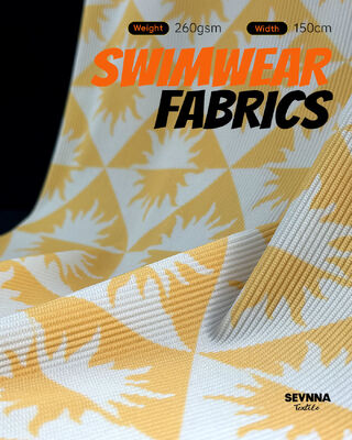 نسيج سباحة عالي المقاومة للكلور 260 جرامًا في المتر المربع مع حماية من الأشعة فوق البنفسجية 50+ بنسيج محكم لملابس سباحة متينة