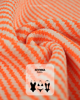 نسيج سباحة فاخر محكم الملمس مع 95% بوليستر معاد تدويره + 5% سباندكس، وزن 280 جرامًا للمتر المربع، وقابلية عالية للتهوية لملابس السباحة