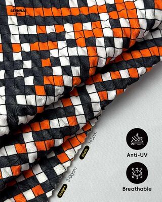 نسيج سباحة منسوج عالي ثبات اللون مع حماية من الشمس UPF 50+ و 95% نايلون معاد تدويره