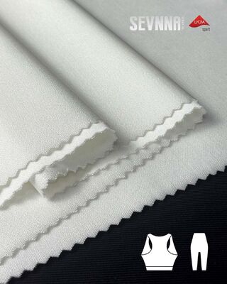 نسيج ليكرا مطاطي بـ 85% بوليستر معاد تدويره، حماية من الأشعة فوق البنفسجية، وامتصاص للرطوبة للملابس الرياضية وملابس السباحة