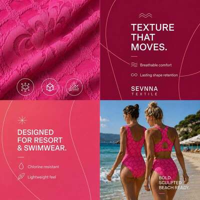 310GSM UPF 50+ Recycled Nylon Spandex Textured Swimwear Fabric RN-2776