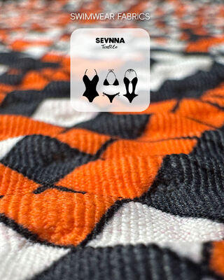 نسيج سباحة منسوج عالي ثبات اللون مع حماية من الشمس UPF 50+ و 95% نايلون معاد تدويره